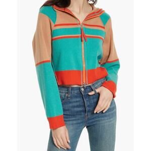 Free People Stripes for Days Zip Hooded Sweater Size X-Small Gently Used